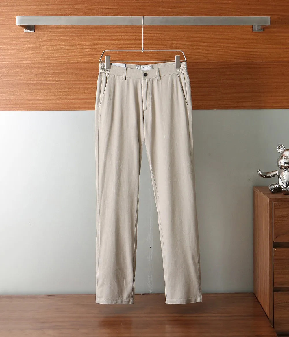 Italian BC vintage style minimalist 25 summer small straight fit business casual linen trousers