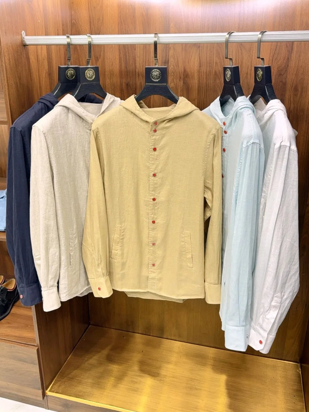 Italian Kiton Old Money Wind Summer High Version Pure Linen Windproof Sunscreen Casual Hooded Shirt Thin Jacket Men and Women