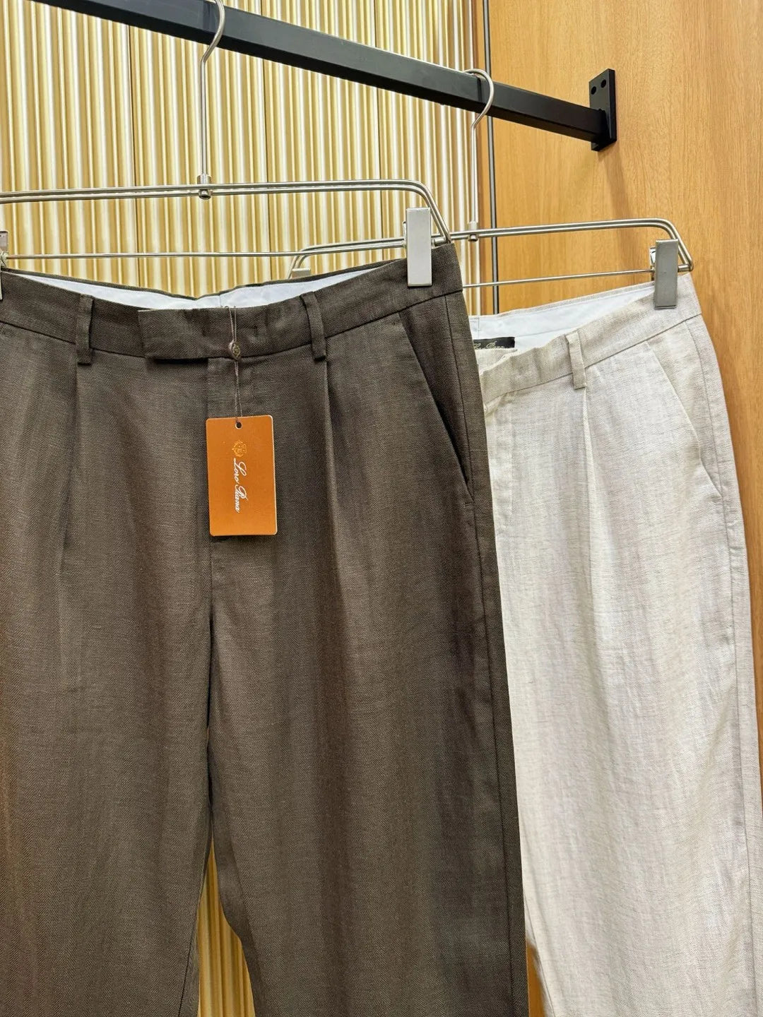 Italian LP light luxury minimalist summer high version straight pants business casual tencel linen pants men