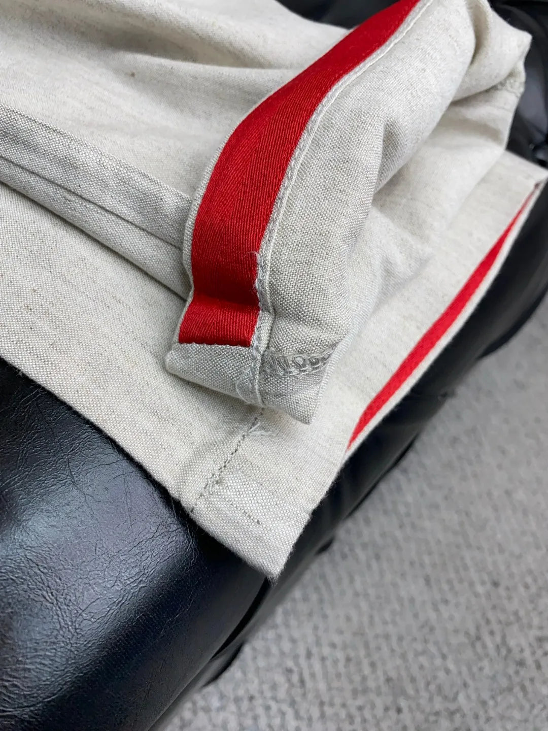 Italian Kiton cotton and linen light elastic waist tether straight casual pants