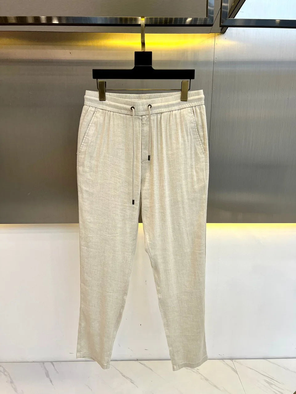 Italy BC men's summer new linen fabric breathable comfortable fashion business old money wind straight casual pants