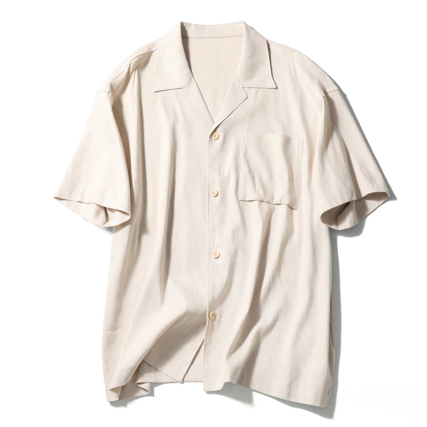 2025 summer new men's high-end old money style linen short-sleeved shirt set lazy style two-piece set