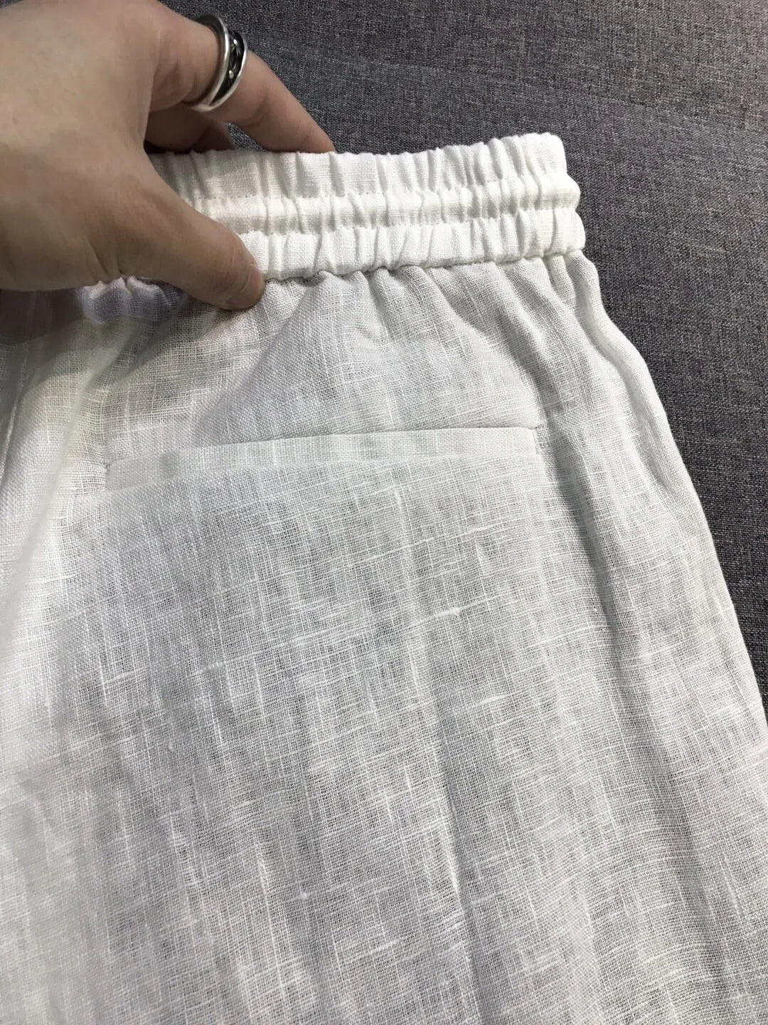 LP old money style light luxury summer pure linen elastic waist tied rope small straight leg casual pants