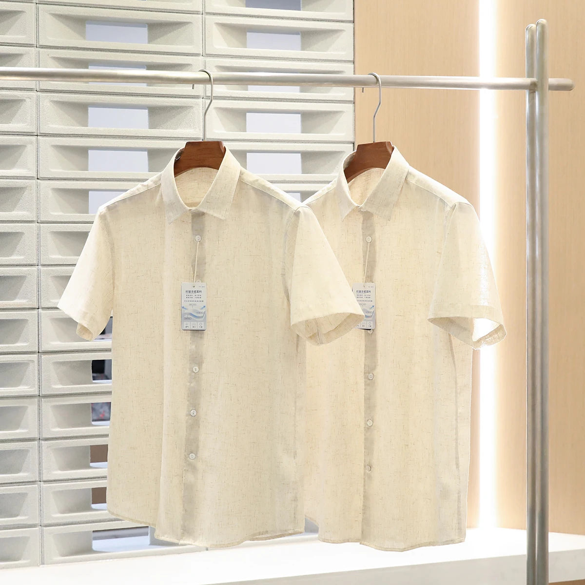 Z Italian luxury summer new light and thin liquid ammonia ice silk linen breathable and easy to take care of short-sleeved shirt