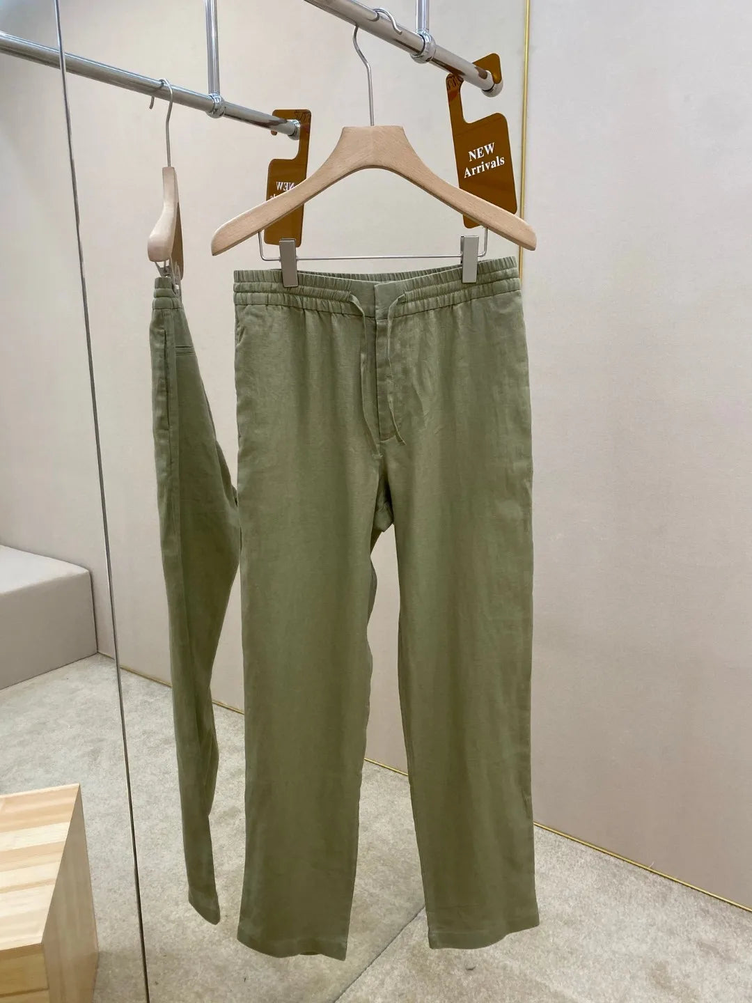Italian old money style European and American luxury high version 25 summer linen elastic waist straight wide-leg casual pants