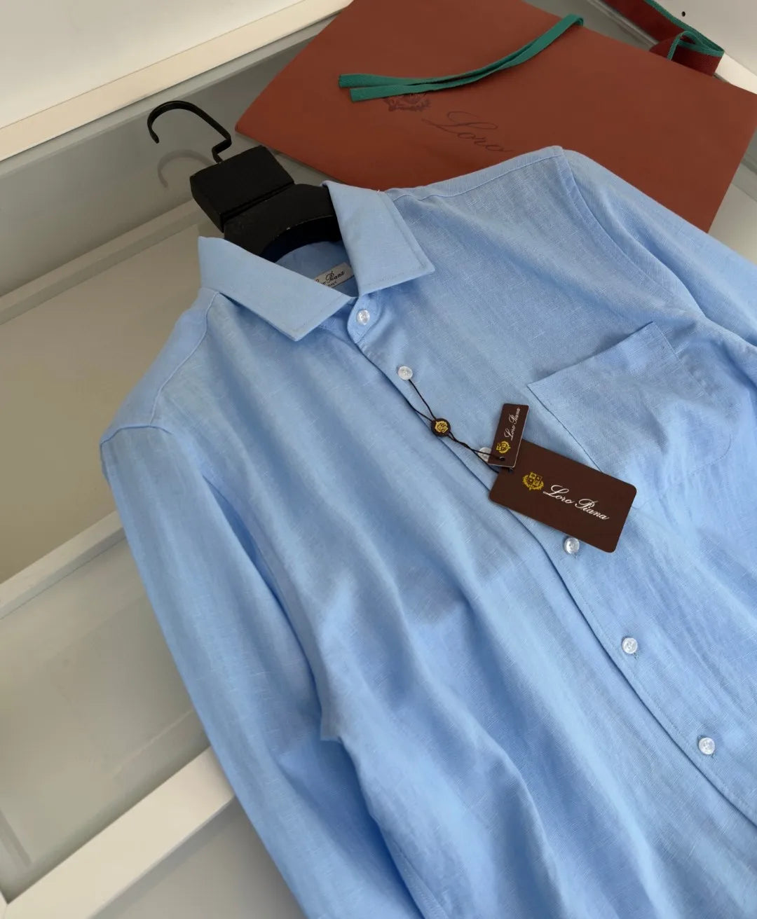 Italian LP Light Luxury Men's Spring and Summer Pure Linen Business Casual Elegant Long Sleeve Shirt Shirt