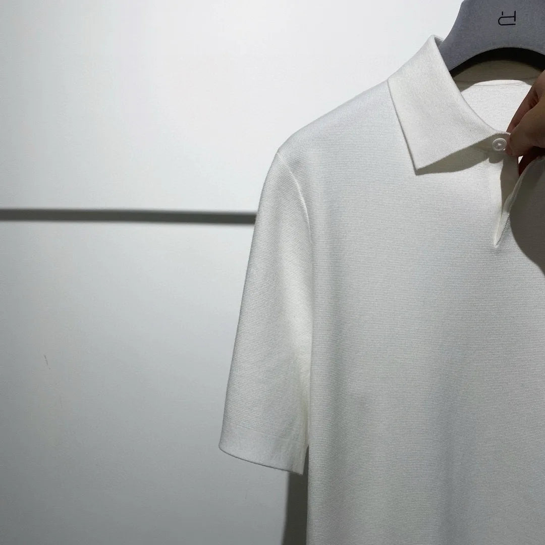 Toning premium spring and summer business, super soft cotton yarn, casual knitted polo shirt, short-sleeved polo shirt