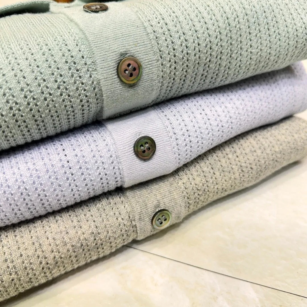Italian LP Old Money Wind 25 Summer Mulberry Silk Mixed Cashmere Flip Collar Short Sleeve Casual Polo Shirt