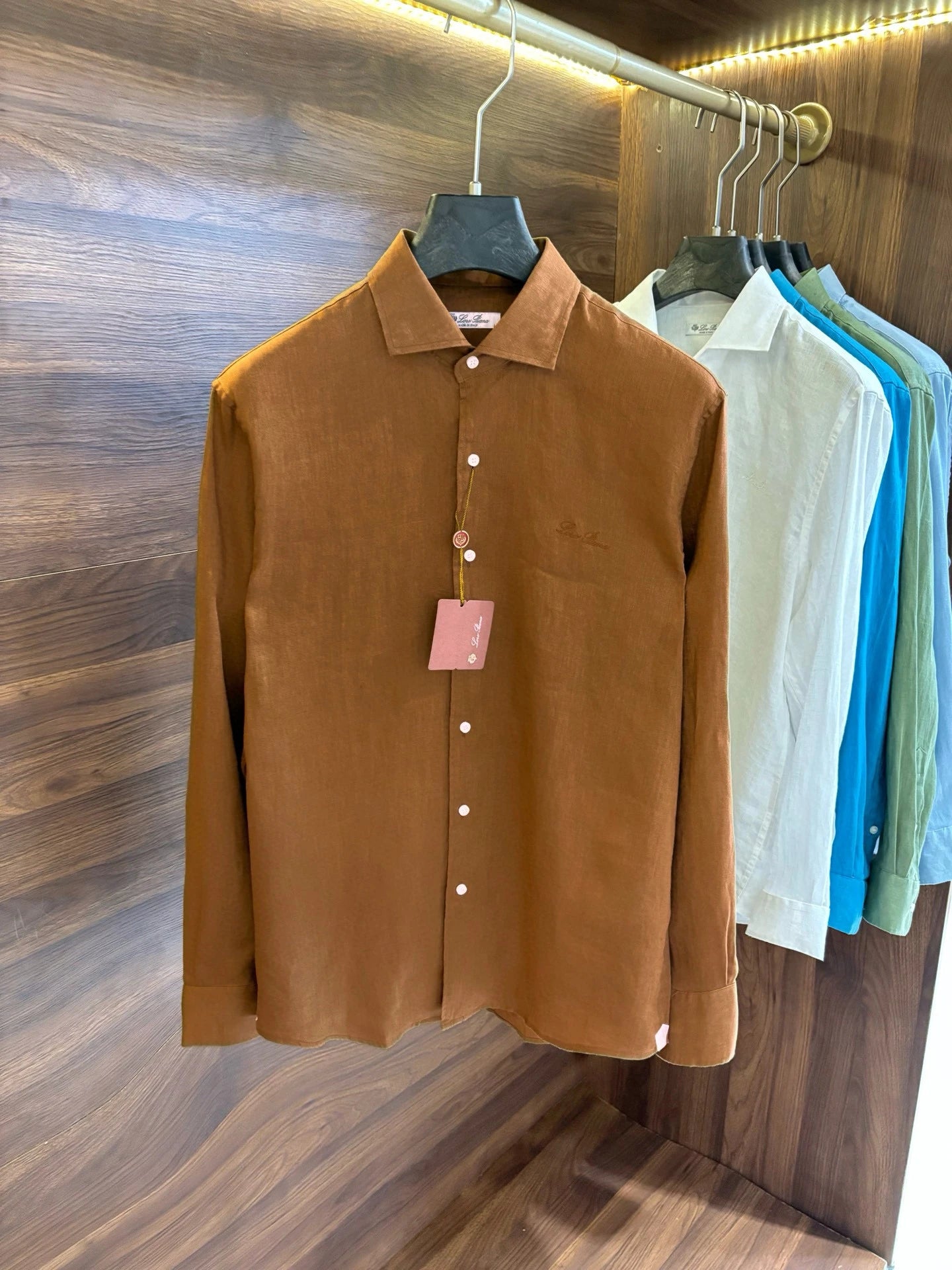 Italian LP old money style light luxury men's high version 100% linen business casual elegant long-sleeved shirt
