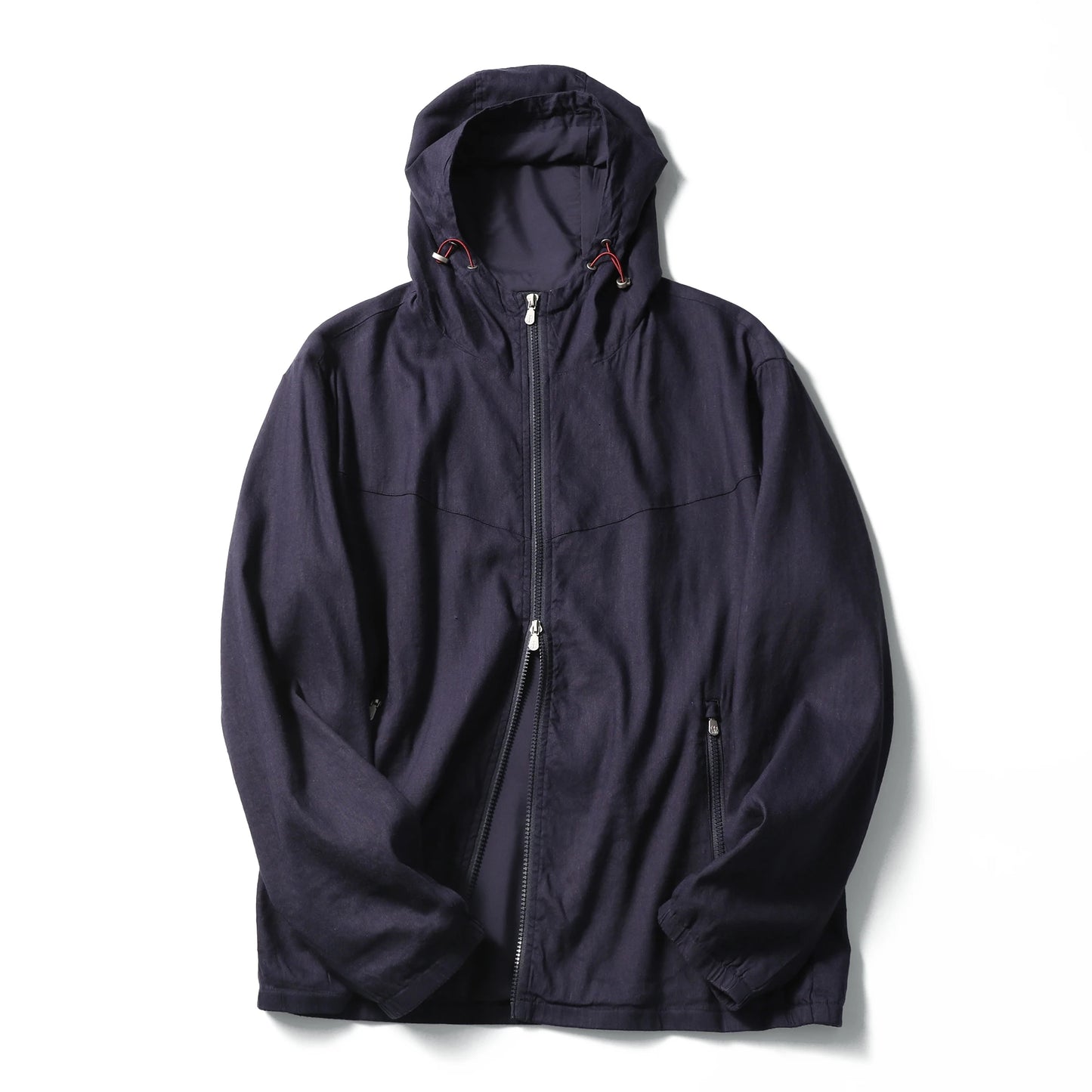 Spring and summer new men's high sense business leisure linen blend hooded jacket