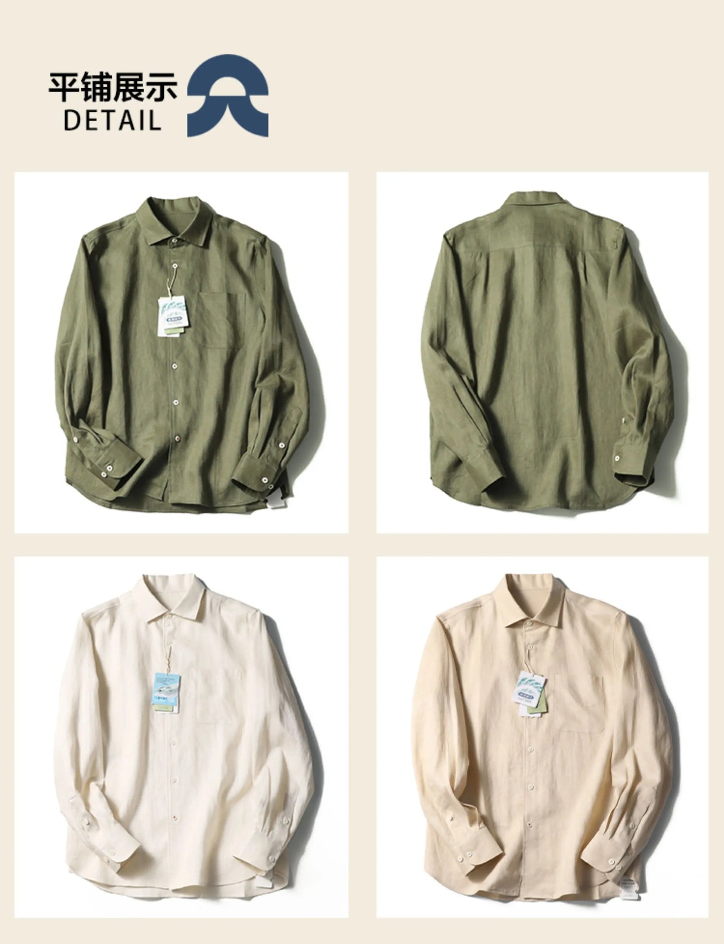 LP Italian luxury 2025 spring and summer new men's high-end old money style 100% linen cool long-sleeved shirt