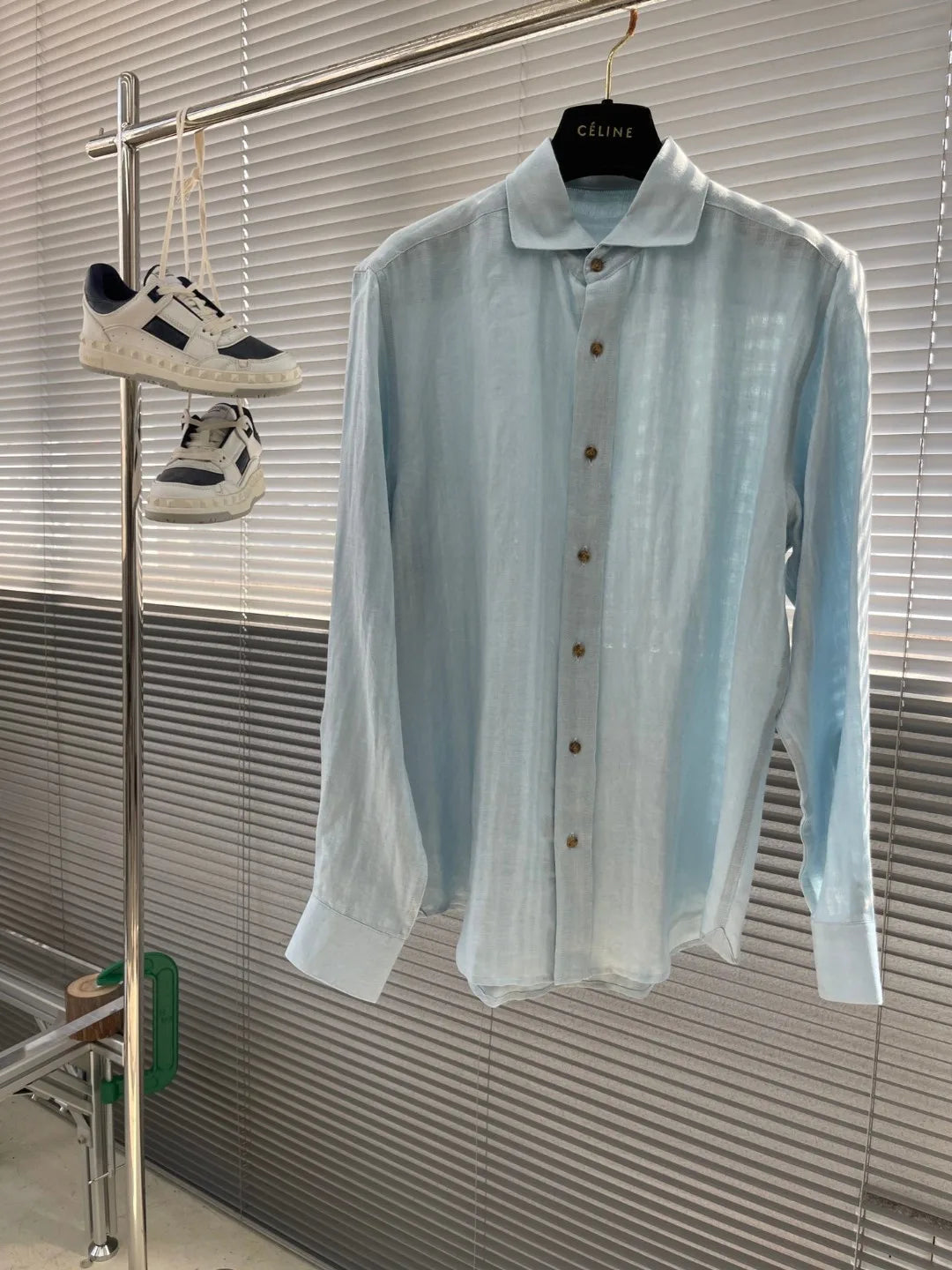 Kiton summer 2025 new cotton and linen blend fabric dark pattern texture fashion casual men's long-sleeved shirt