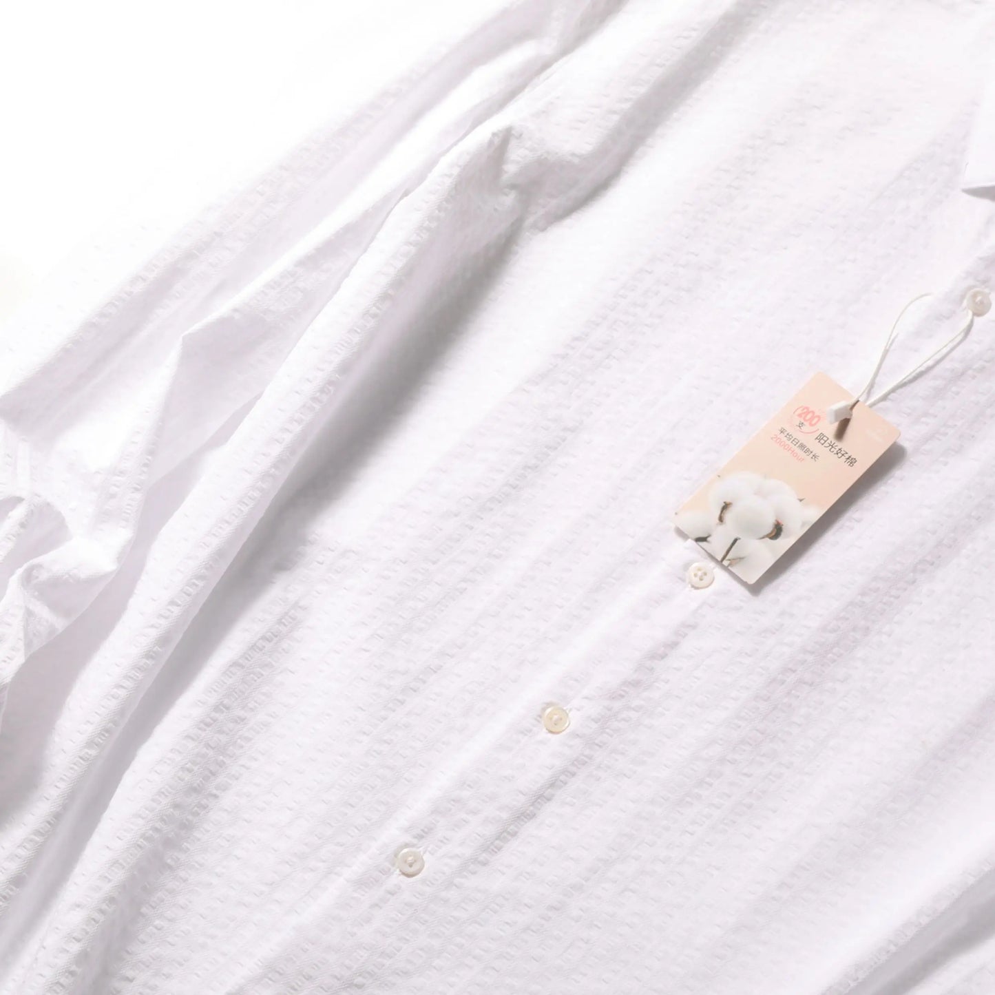 2025 spring and summer new men's high-end white light luxury temperament seersucker cotton long-sleeved shirt 1035