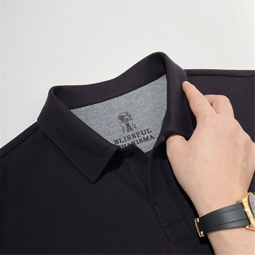 Low-key high-end sense, business casual high-end cotton lapel short-sleeved T-shirt polo shirt