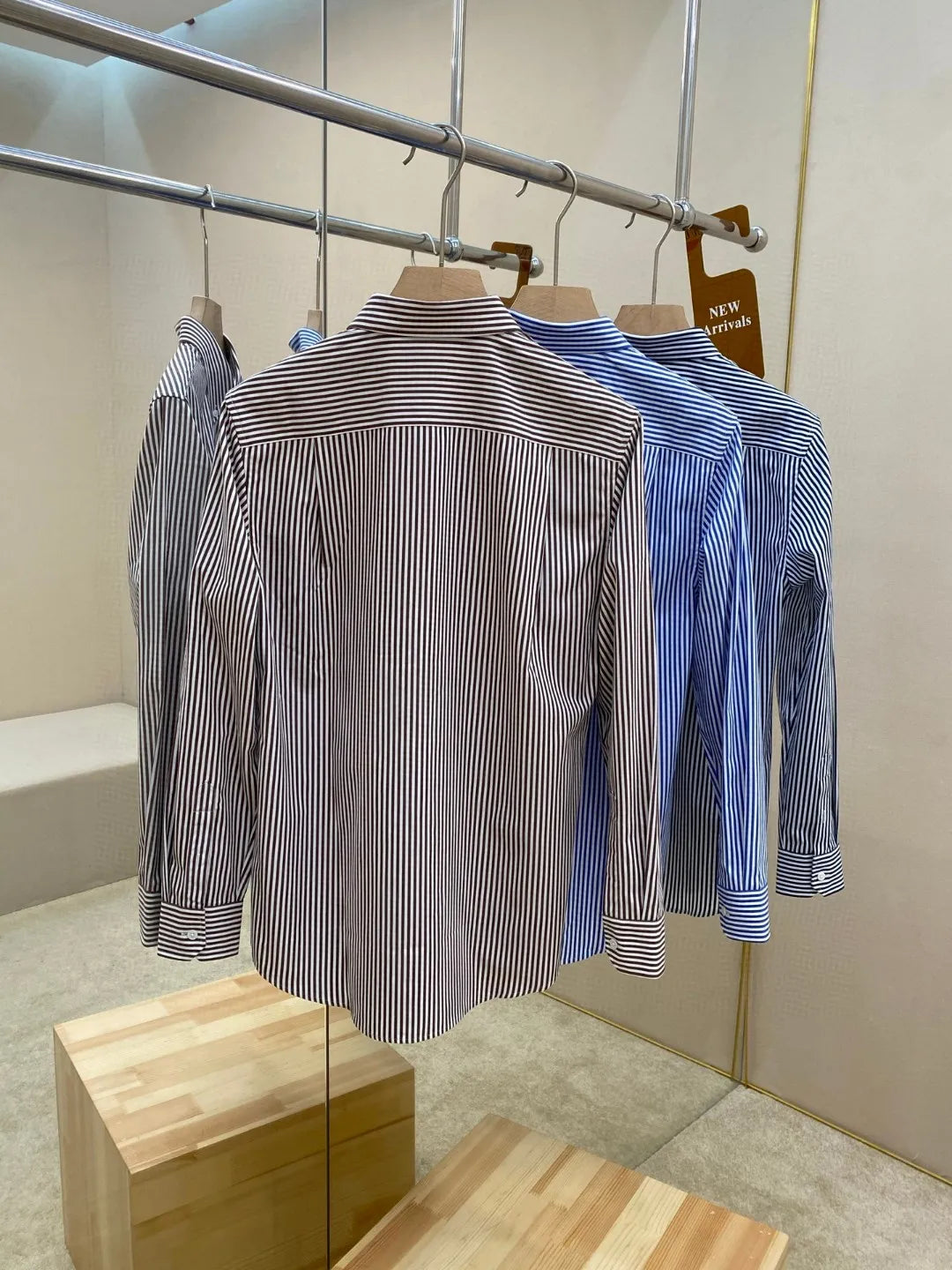 Italian old money style light luxury 25 summer pure cotton shirt business simple casual long sleeved striped shirt
