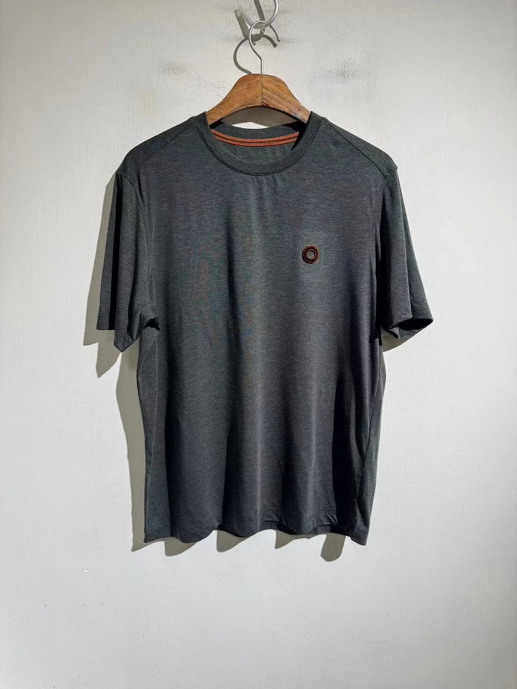Wool blended 2025 spring and summer new, toothbrush embroidered contrasting color round neck casual short-sleeved T-shirt