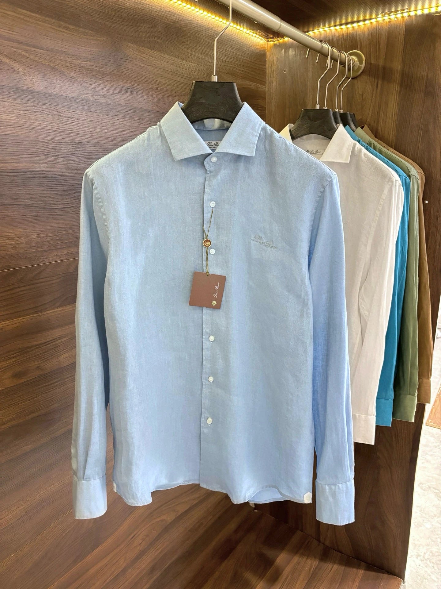 Italian LP old money style light luxury men's high version 100% linen business casual elegant long-sleeved shirt