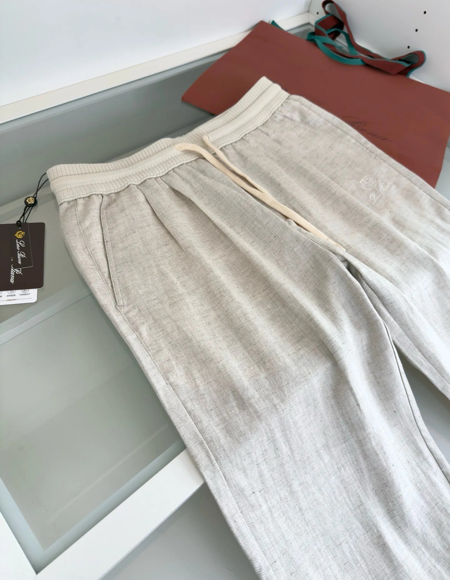 Italian LP men's summer new Tencel linen sweat-absorbing breathable simple fashion straight casual pants