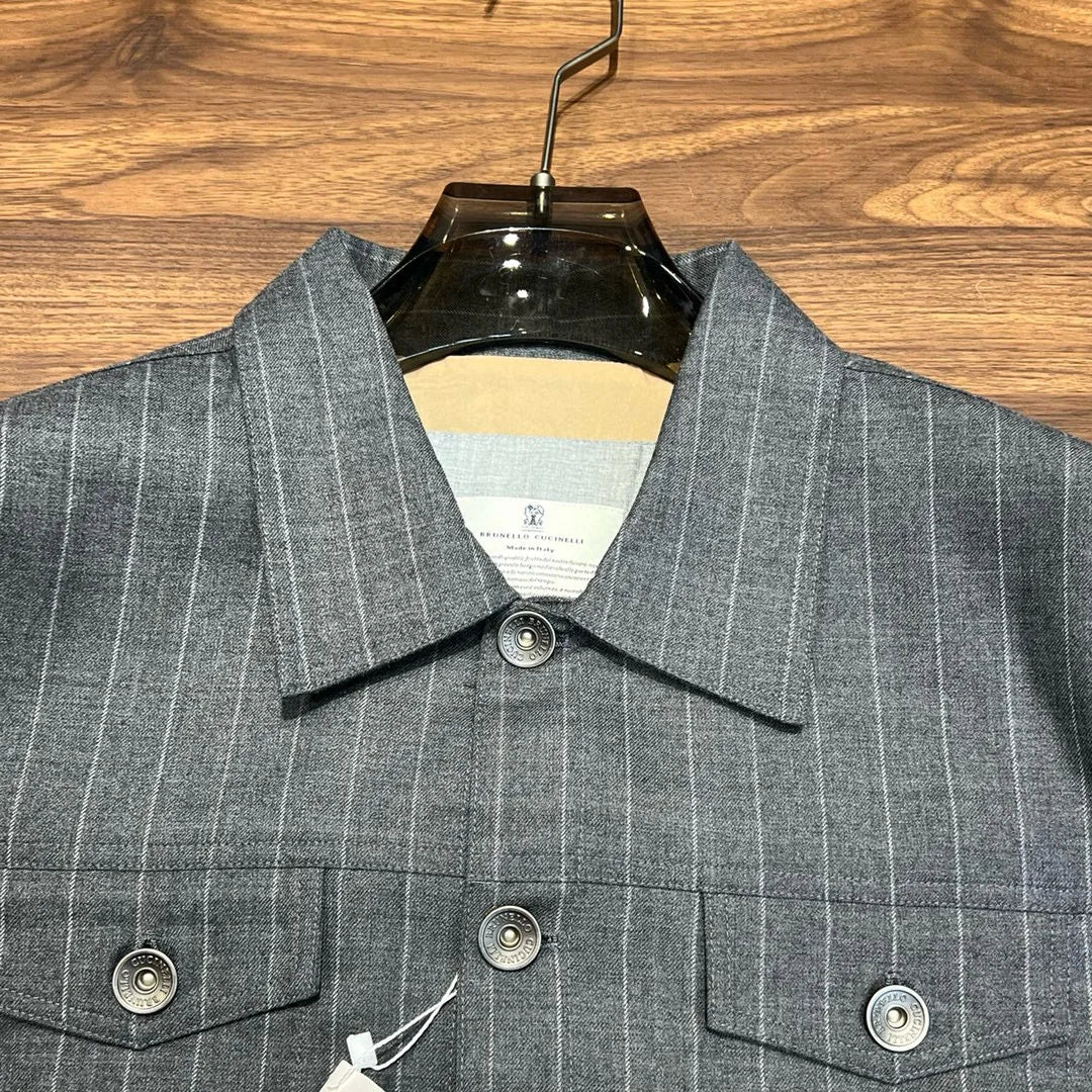 Italy BC old money style men's clothing 24 autumn and winter new wool material striped fashion business casual jacket