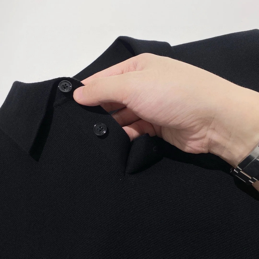 Toning premium spring and summer business, super soft cotton yarn, casual knitted polo shirt, short-sleeved polo shirt