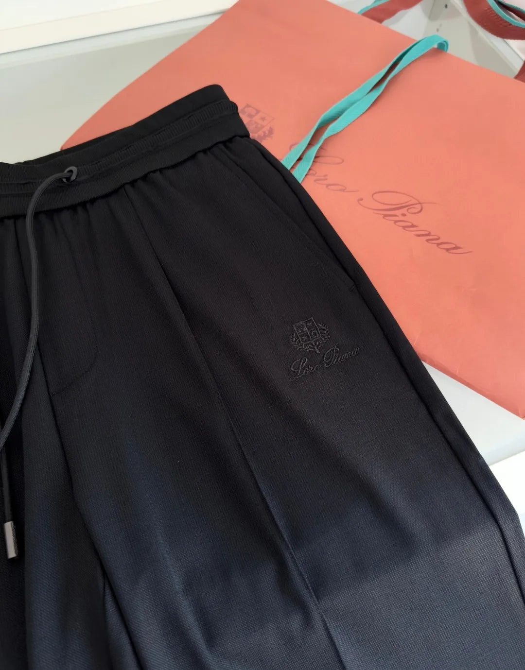 Italian LP European and American light luxury men's clothing summer linen Tencel elastic waist tether straight casual pants