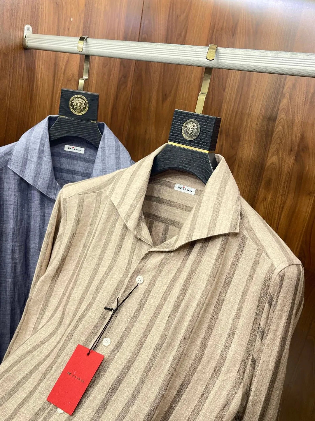 Kiton spring and summer new 100% linen striped simple casual men's long-sleeved shirt