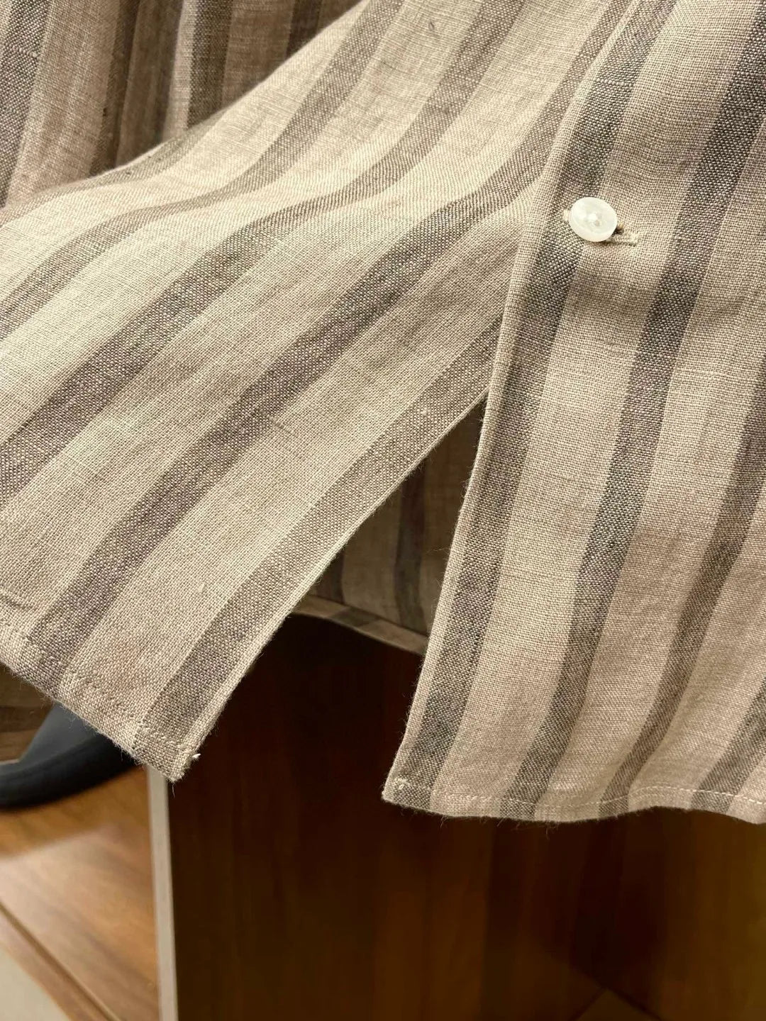 Kiton spring and summer new 100% linen striped simple casual men's long-sleeved shirt