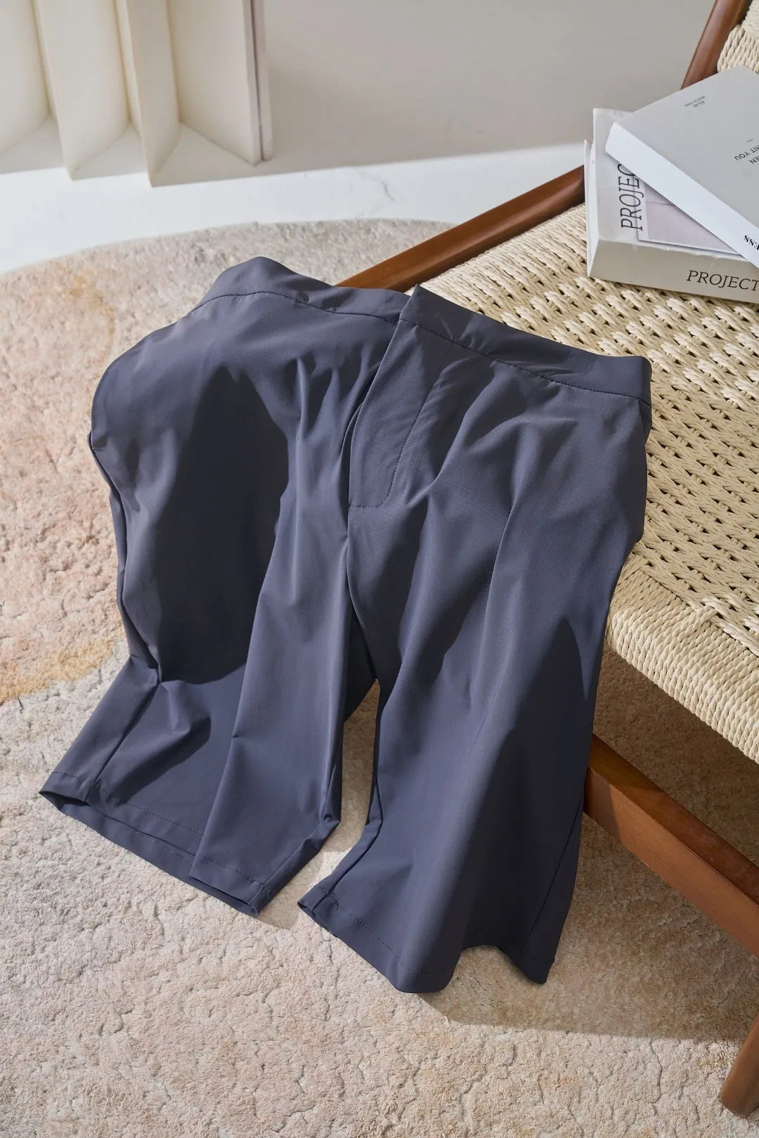 Italian style vintage style summer high waisted five quarter straight leg business casual shorts, quick drying trousers
