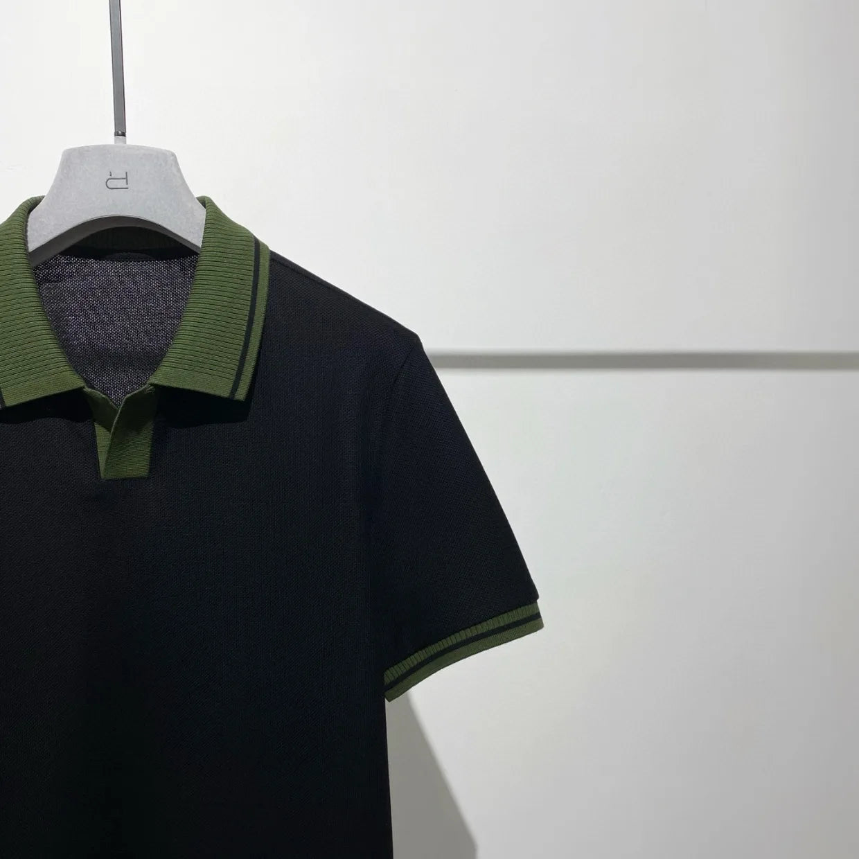 Contrast Color Design Business Casual 100% Cotton High Texture Lapel Short Sleeve T-Shirt Polo Shirt