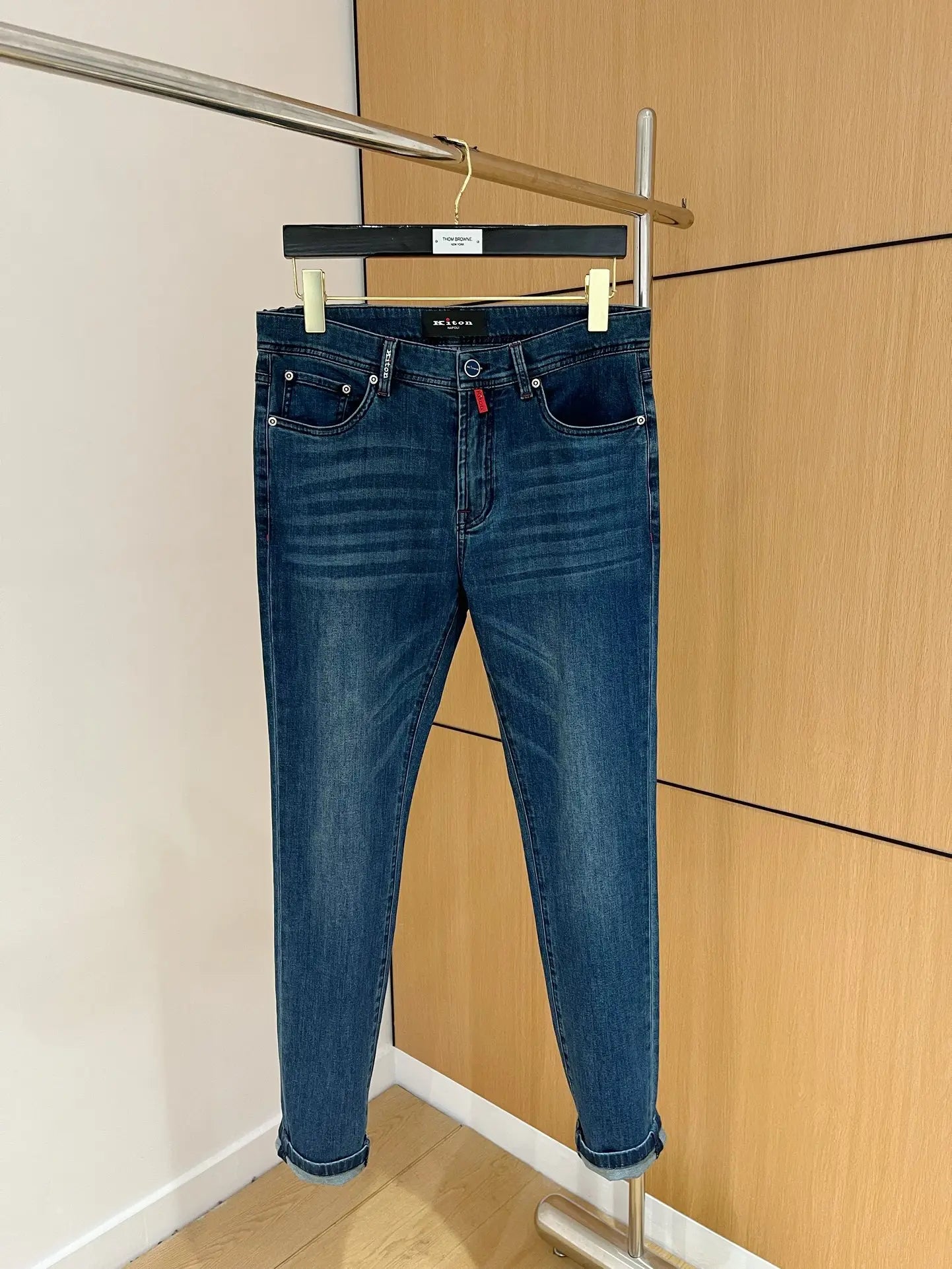 25 spring and summer new Italian kiton chiton solid color fashionable versatile slim-fitting small feet men's casual jeans