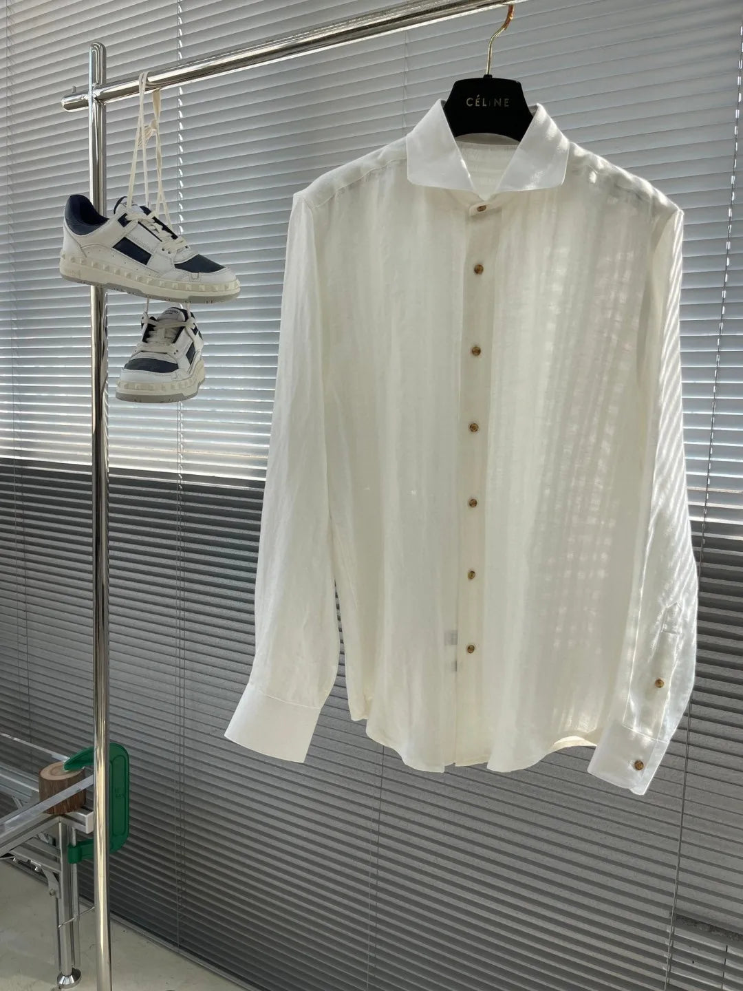 Kiton summer 2025 new cotton and linen blend fabric dark pattern texture fashion casual men's long-sleeved shirt