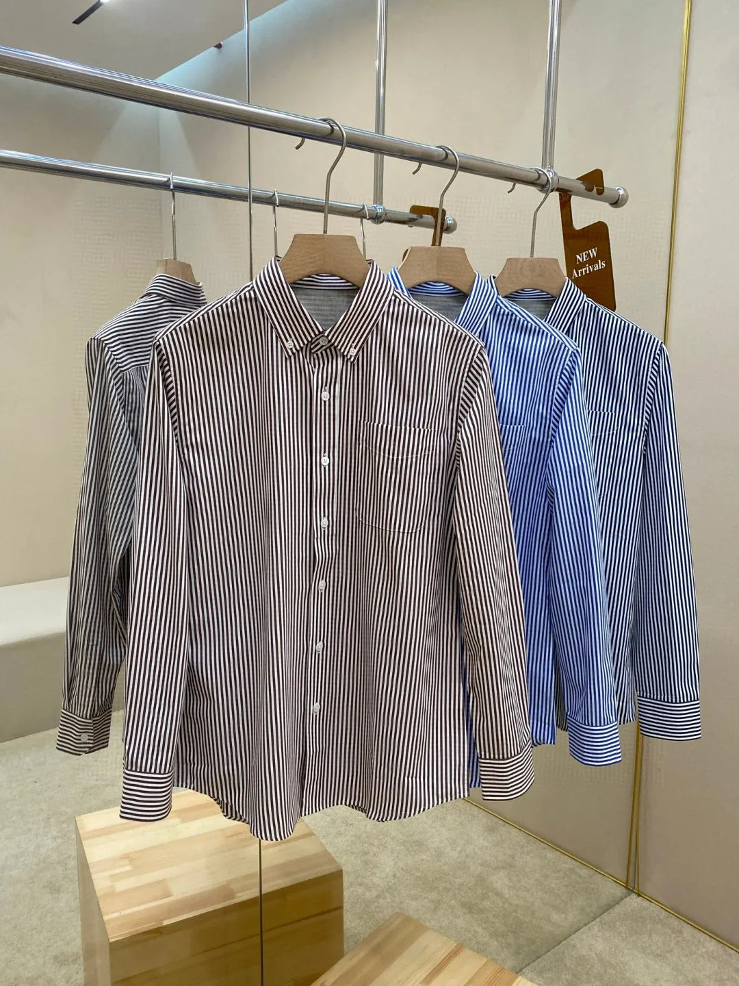 Italian old money style light luxury 25 summer pure cotton shirt business simple casual long sleeved striped shirt