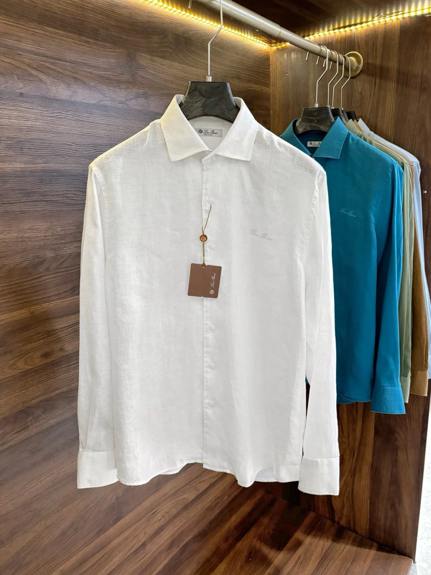 Italian LP old money style light luxury men's high version 100% linen business casual elegant long-sleeved shirt