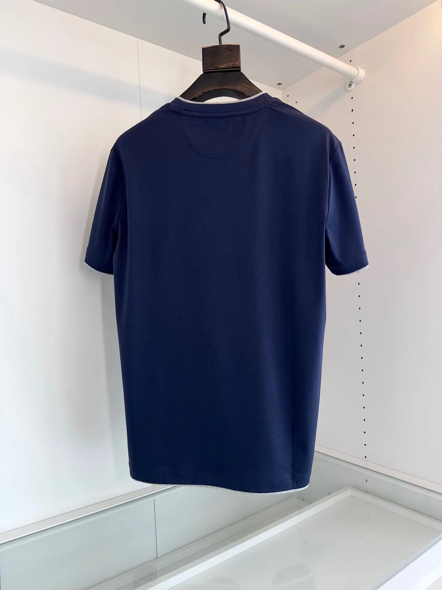 Italy BC men's clothing summer new crew neck bottoming shirt, fake two solid color old money style men's short-sleeved T-shirt