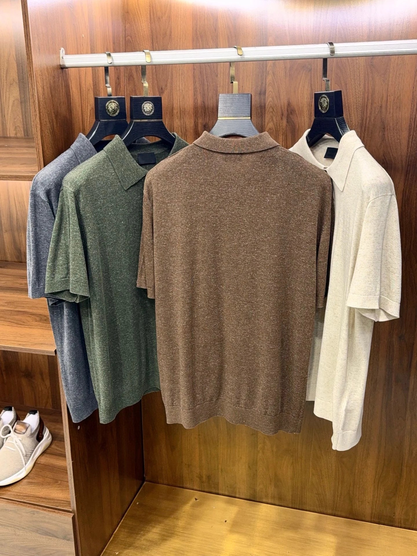 High Quality, Linen Blend, Elegant Business Commuter Stretch Knitted Sweater Lapel Short Sleeve T-Shirt Polo Shirt
