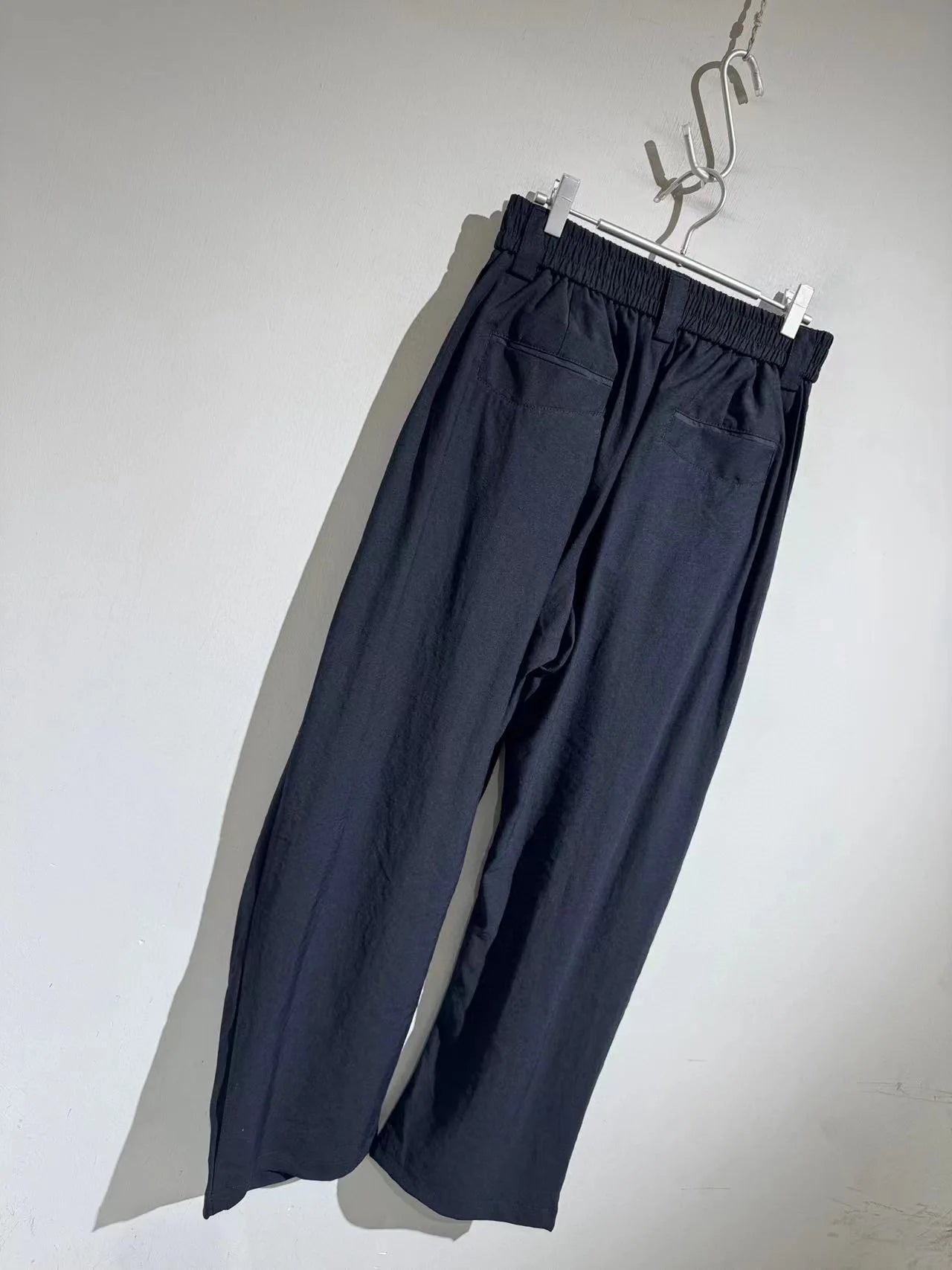 Elastic elastic waist summer tencel linen loose straight scimitar casual trousers