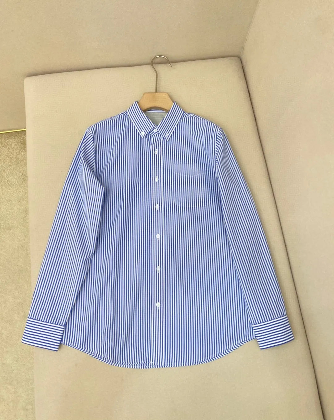 Italian old money style light luxury 25 summer pure cotton shirt business simple casual long sleeved striped shirt
