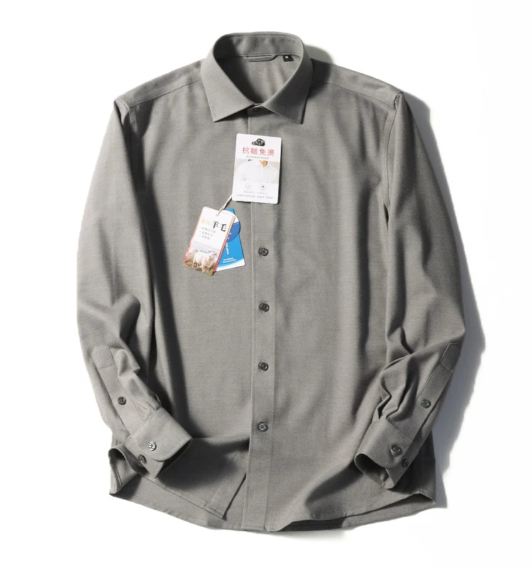 Tencel wool blend, autumn and winter fashion anti-wrinkle non-ironing long-sleeved shirt men's business casual shirt