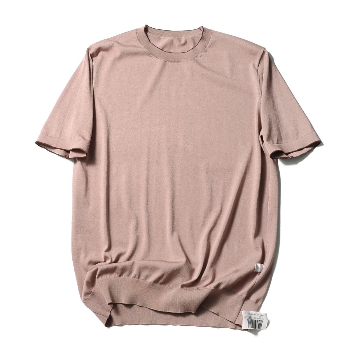 2025 summer new men's urban commuting solid color Tencel mulberry silk blended cool knitted short-sleeved T-shirt