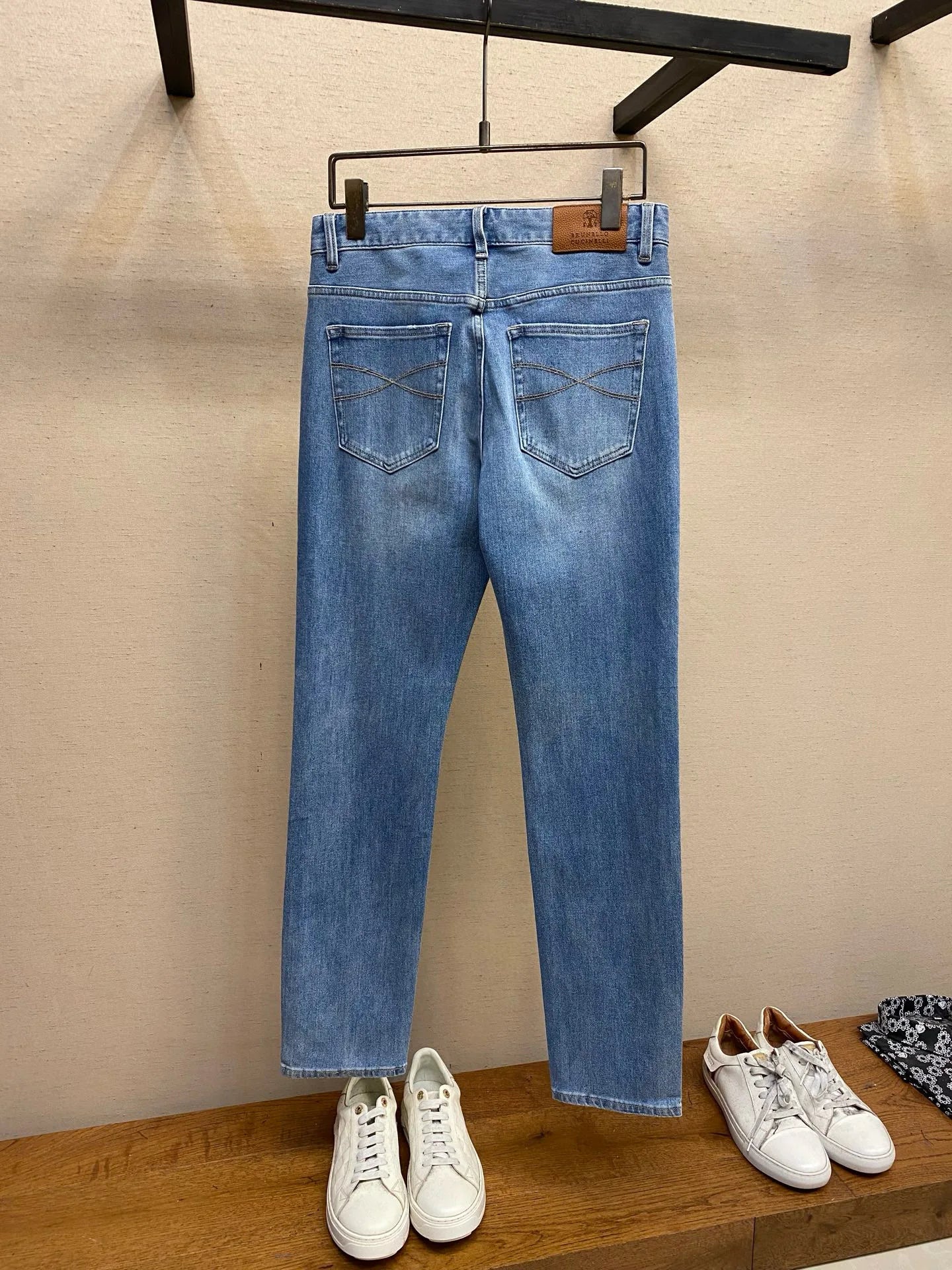 Italy BC men's spring and summer new washed blue micro-elastic breathable fashion casual old money wind small straight jeans