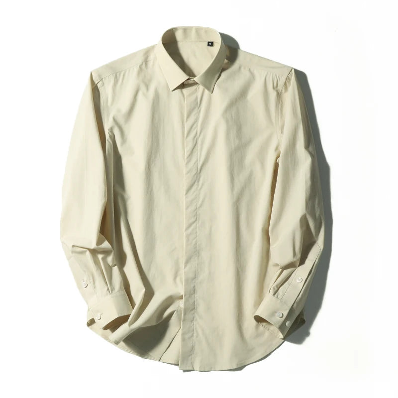 Tencel cotton blend autumn fashion business casual anti-wrinkle men's long-sleeved shirt