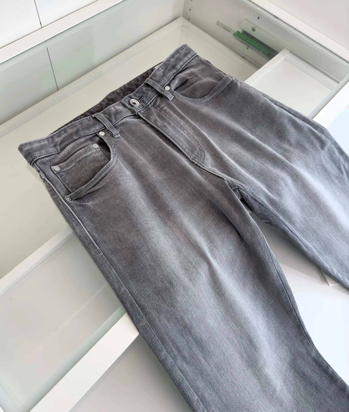 Italy BC old money style men's clothing 25 spring and summer new washed gray fashion business casual small straight jeans