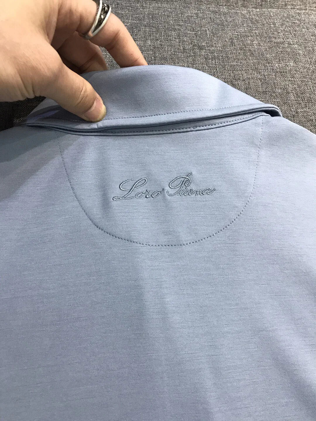 Italian LP European and American light luxury men's mulberry silk mixed cotton lapel short sleeved simple casual polo shirt