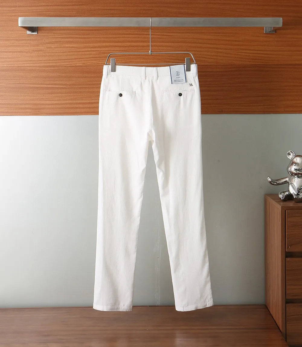 Italian BC vintage style minimalist 25 summer small straight fit business casual linen trousers