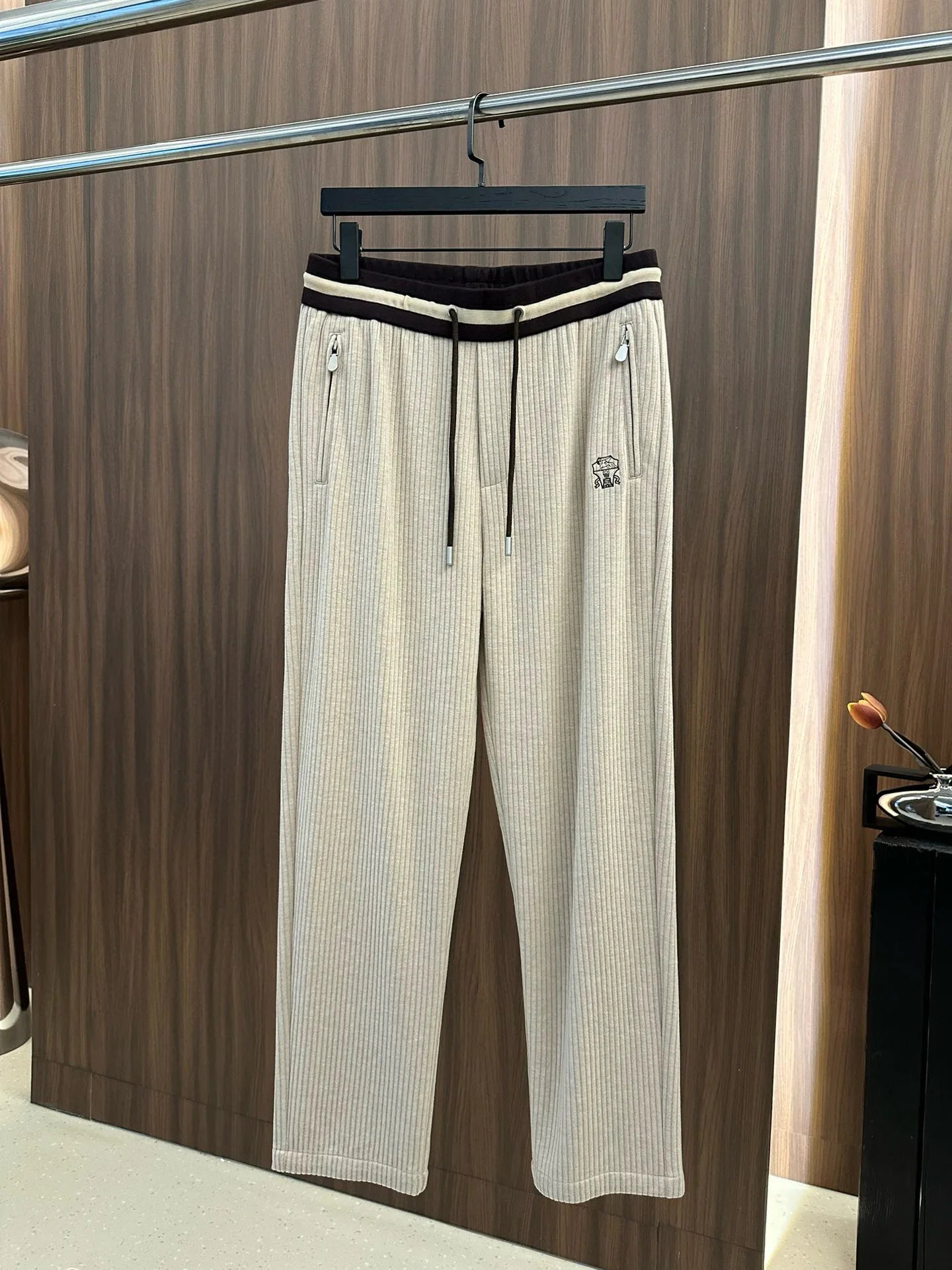 BC old money style men's clothing autumn and winter new wool striped versatile loose straight sweatpants business casual pants