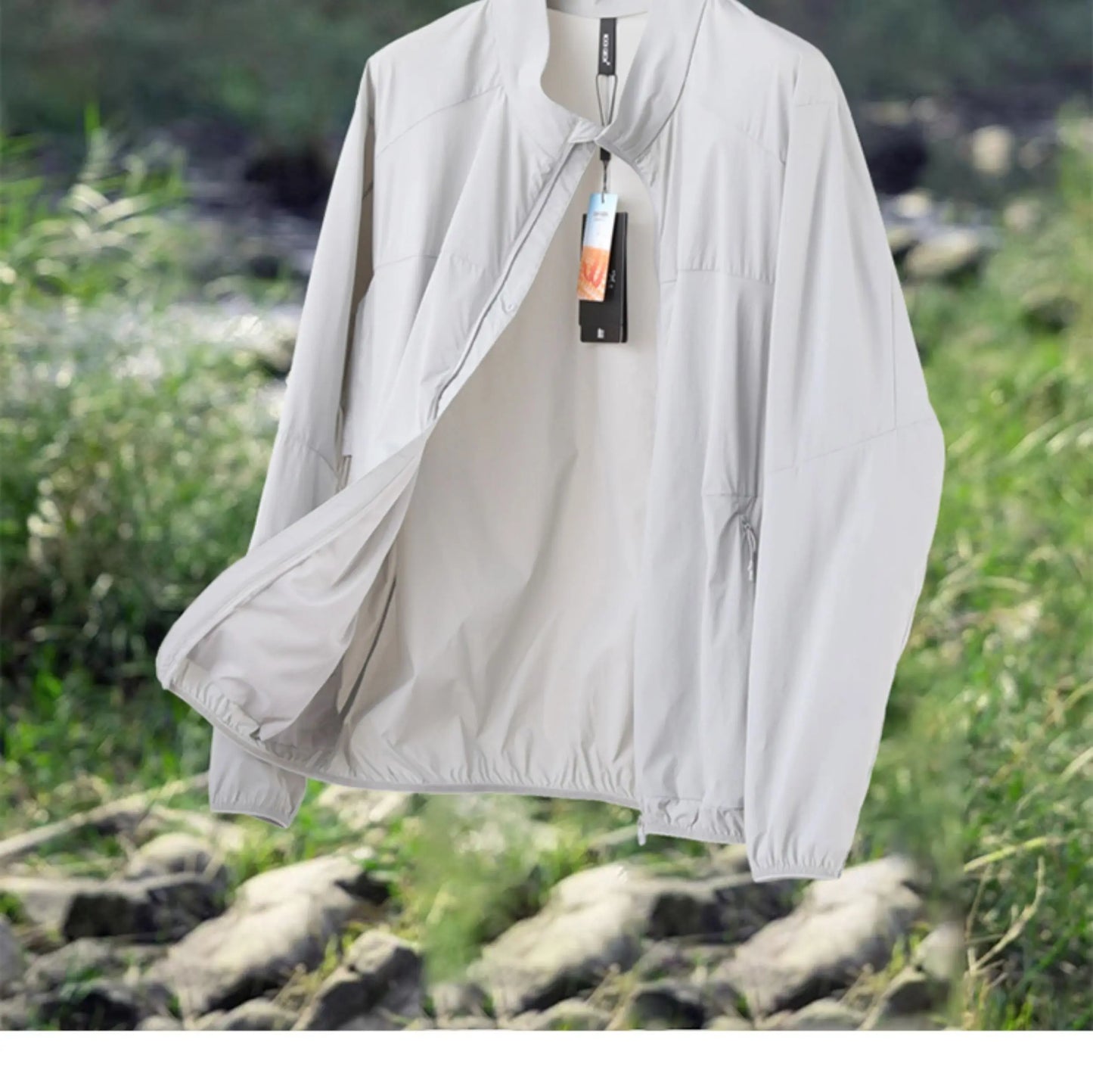 2025 summer new men's outdoor camping travel three-proof sunscreen jacket light breathable stand-up collar jacket