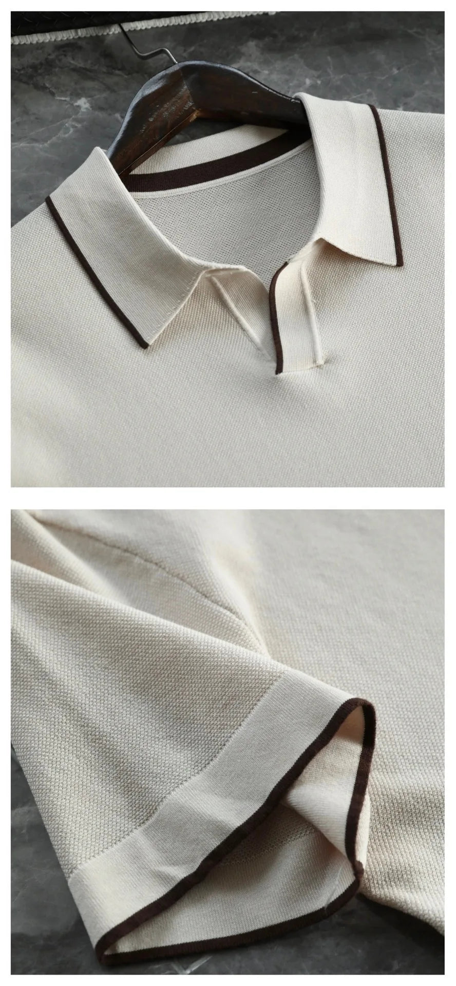 High-luxury business commuting, Lyocell + mulberry silk, simple elastic knitted casual lapel short-sleeved polo shirt