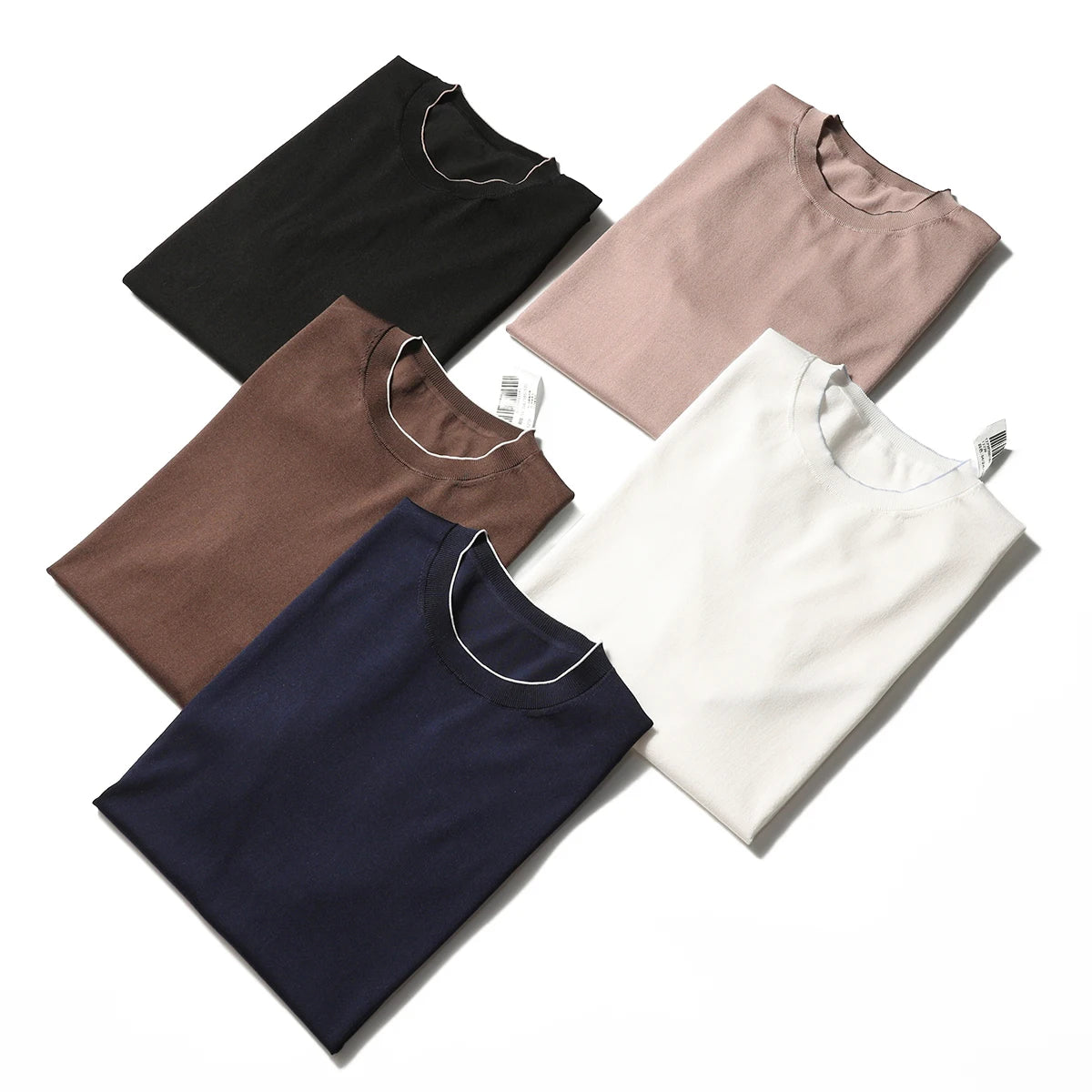 2025 summer new men's urban commuting solid color Tencel mulberry silk blended cool knitted short-sleeved T-shirt