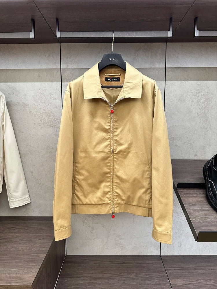 2025 spring new kiton chiton men's long-sleeved flight suit fashion versatile lapel solid color jacket