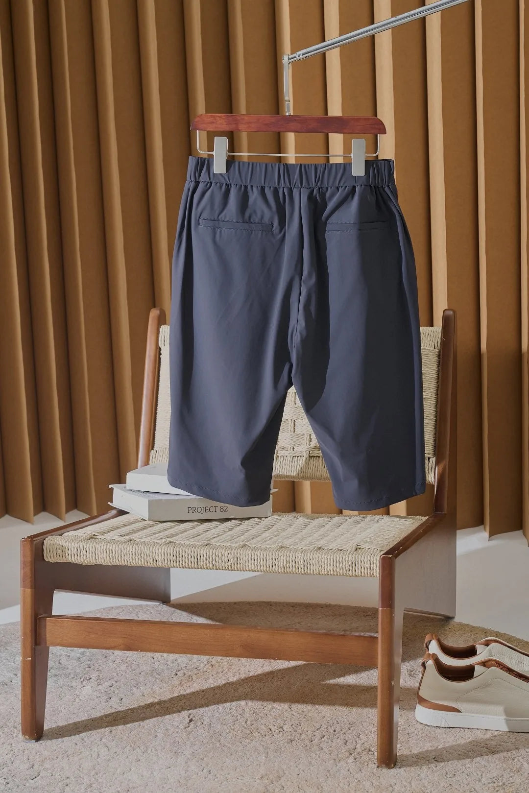 Italian style vintage style summer high waisted five quarter straight leg business casual shorts, quick drying trousers